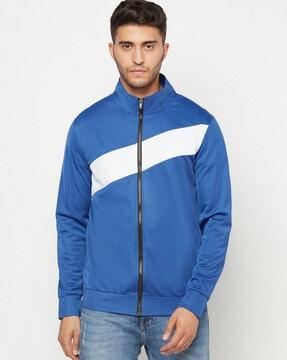 paneled zip-front track jacket