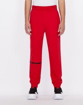 panelled flat-front mid-rise trousers