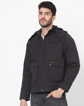 panelled hooded jacket