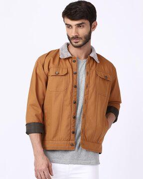 panelled jacket with buttoned flap pockets
