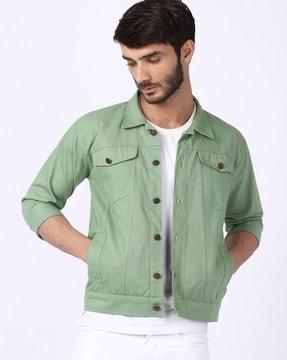 panelled jacket with buttoned flap pockets