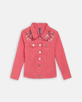 panelled jacket with floral embroidery