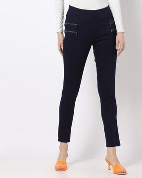 panelled jeggings with zip pockets