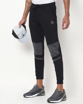 panelled joggers with elasticated drawstring waist