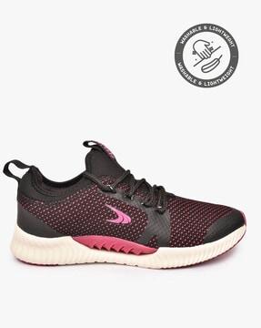 panelled lace-up running shoes