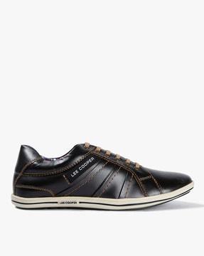 panelled low-top lace-up casual shoes