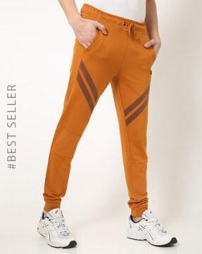 panelled mid-rise slim fit joggers with elasticated drawstring waist