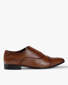 panelled semi-brogue oxford shoes