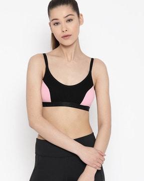 panelled sports bra with adjustable straps