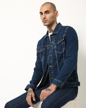 panelled trucker jacket with insert pockets