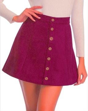 panelled a-line skirt with button accent