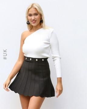 panelled a-line skirt