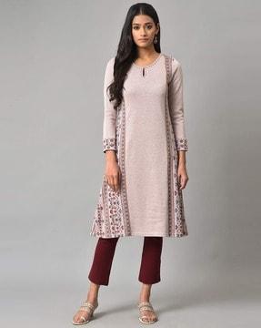 panelled a-line sweater kurta