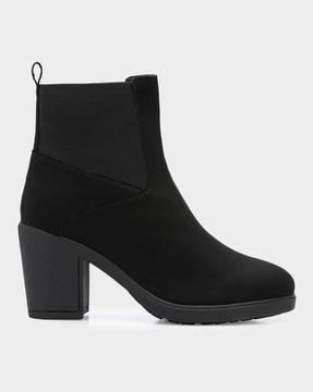 panelled ankle-length boots