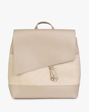 panelled backpack with fold-over flap