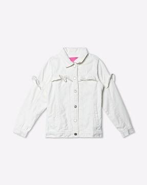 panelled cotton jacket with ruffles