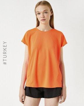 panelled crew-neck t-shirt