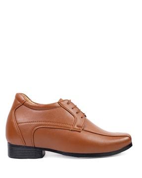 panelled genuine leather derby shoes