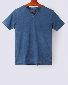 panelled henley-neck t-shirt