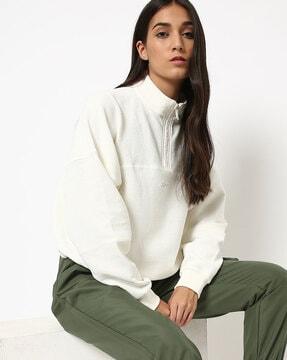 panelled high-neck sweatshirt with drop-shoulder sleeves