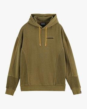 panelled hoodie with drawstring accent
