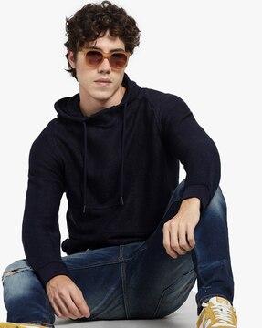 panelled hoodie with ribbed hems