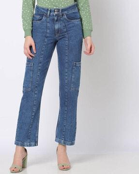panelled jeans with patch pockets