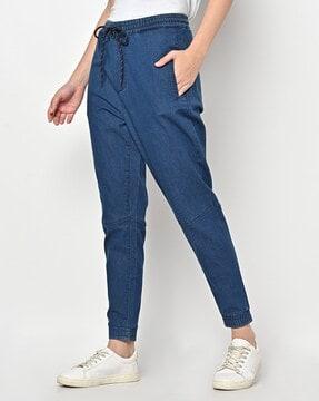 panelled joggers with elasticated drawstring waist