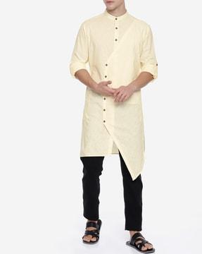 panelled kurta with mandarin collar