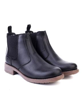 panelled lace-up ankle-length boots with pull-tabs