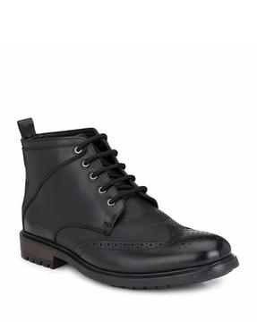 panelled lace-up boots