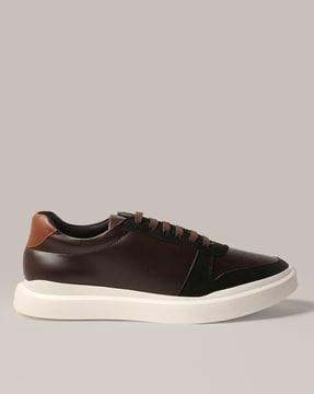 panelled lace-up casual shoes