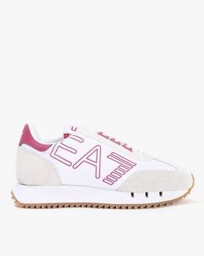 panelled lace-up sneakers with contrast logo print