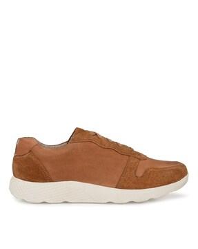 panelled lace-up sneakers