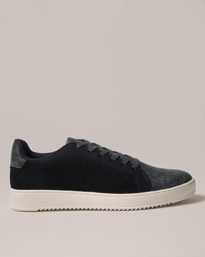 panelled lace-up sneakers