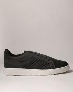 panelled lace-up sneakers