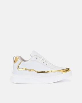 panelled lace-up sneakers