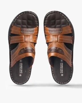 panelled leather sandals