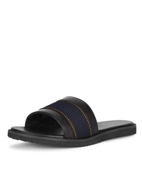 panelled leather sliders