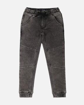 panelled lightly washed jogger jeans