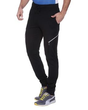 panelled mid-rise joggers with zip styling