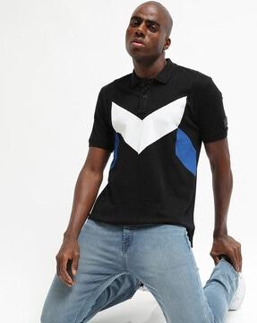 panelled polo t-shirt with contrast blocks