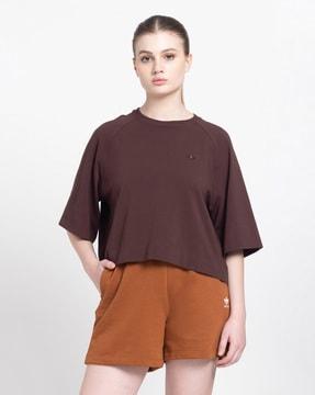 panelled relaxed fit round-neck t-shirt