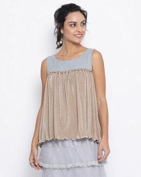 panelled round-neck top