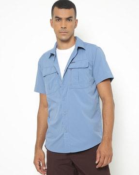 panelled shirt with flap pockets