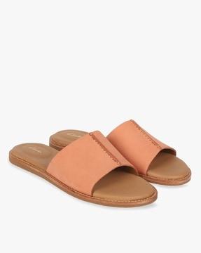 panelled slide flat sandals