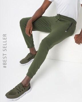 panelled slim fit joggers with drawstring