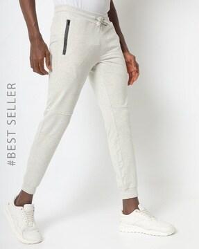 panelled slim fit joggers with drawstring