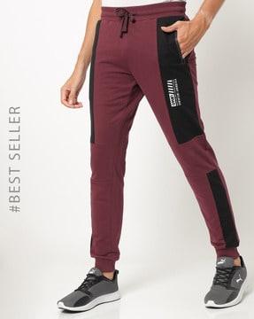 panelled slim fit joggers with slip pockets