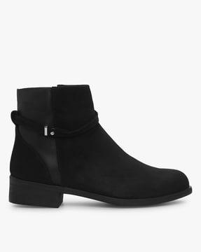 panelled slip-on ankle-length boots